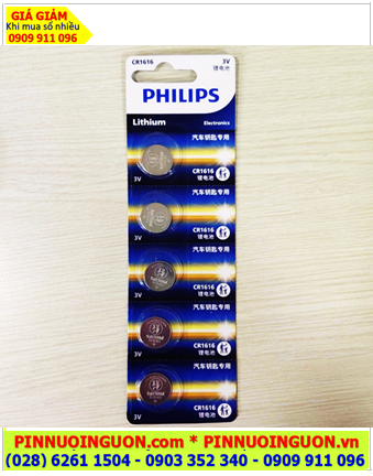 COMBO MUA 01vỉ=5viên Pin 3v lithium Philips CR1616 P5BC/93 chính hãng _Giá chỉ 119.000đ/ Vỉ 5viên